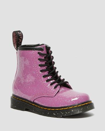 Dr Martens Toddler 1460 Glitter Snørestøvler Børn Lyserød | DK 692VRW